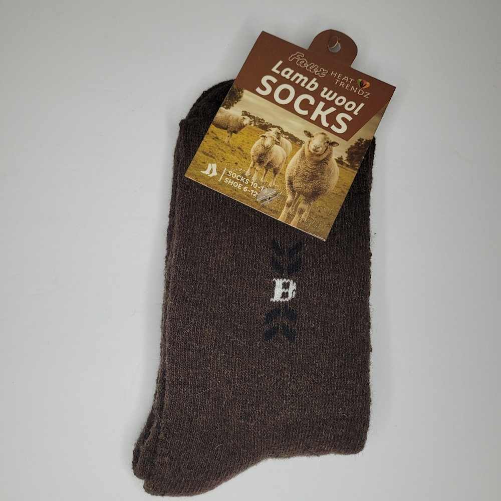 Heat Trend Faux Lamb Wool Socks Brown Warm Cozy Winter Fall Outdoor Hiking Camp